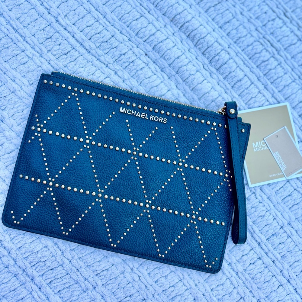 Michael Kors Teal Studded Wristlet - Picture 3 of 9